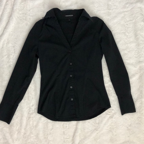 Express Tops - Express Black Collared Button Up